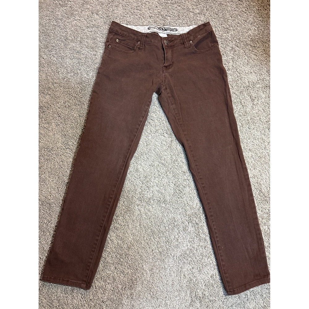 Y2K Max Rave Brown Skinny Pants Womens Size 7 Low Rise Stretch Cotton Trousers